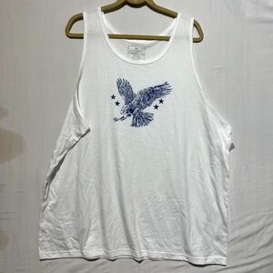 DSG Americana Tank Top Men's 2XL White Graphic Print Cotton Scoop Neck Pullover